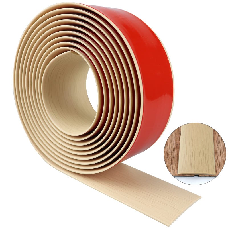 LSGCQ Floor Transition Strip 2"" Self Adhesive Flat Vinyl Flooring Transitions Strip with Strong Backing (5cm, 20FT, Maple Wood Grain) - Image 1